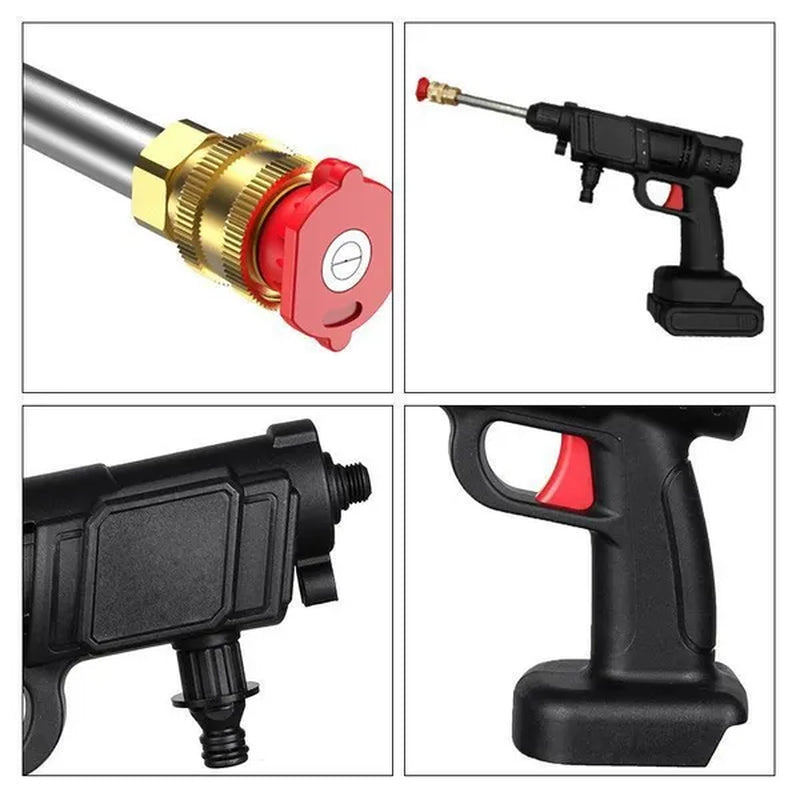 【2Battery】Cordless High Pressure Car Washer Spray Water Gun Pressure Car Washer Clean Machine with Nozzle Kit Blue/Black