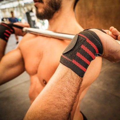 Wrist Wraps &amp; Straps for Gym &amp; Weightlifting (18 Inch) - Essential Weight Lifting Wrist Wraps &amp; Gym Wrist Straps Support for Optimal Powerlifting Performance for Women &amp; Men - Black/Red