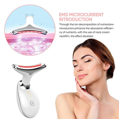 Neck Face Beauty Device, Facial Massager for Skin Care, Double Chin, with 3 Color Modes, Face Sculpting Tool, Thermal, Vibration, Microcurrent