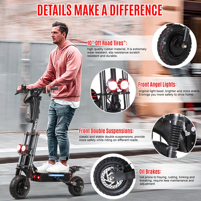 Y10 Dual Motor Electric Scooter for Adults Fast 40 Mph 40 Miles Long Rang 10&