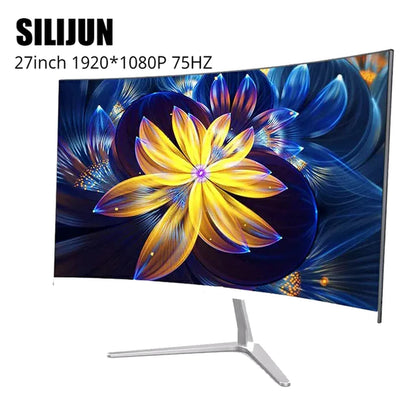 27 Inch 2K Curved Screen Computer Monitor PC 60/75Hz HD Gaming VGA HDMI 27 Inch Flat Panel Display