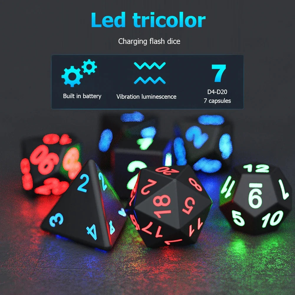 RPG Polyhedral Dice Set Luminous Electronic DND Dice Multiple Sides Entertainment Toys for Board Game Party