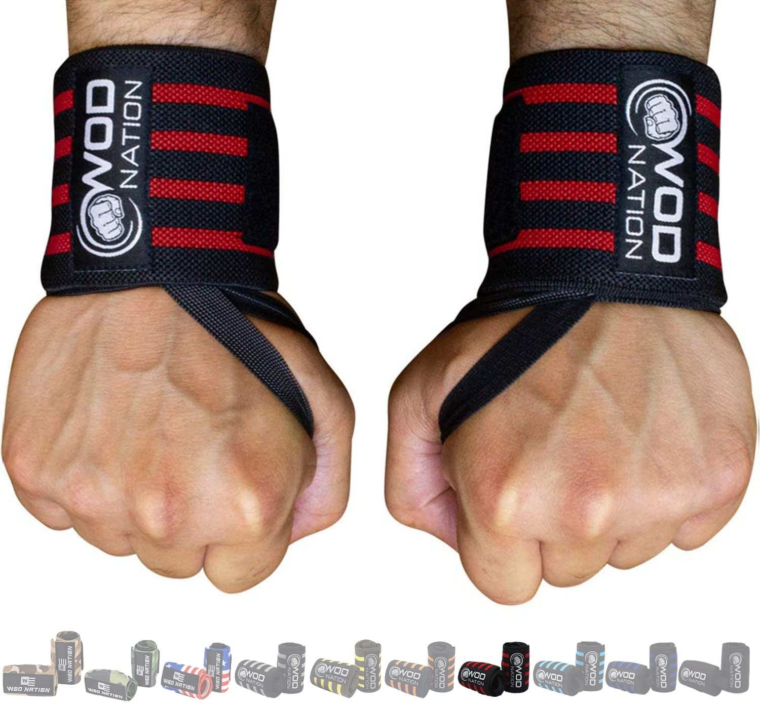 Wrist Wraps &amp; Straps for Gym &amp; Weightlifting (18 Inch) - Essential Weight Lifting Wrist Wraps &amp; Gym Wrist Straps Support for Optimal Powerlifting Performance for Women &amp; Men - Black/Red