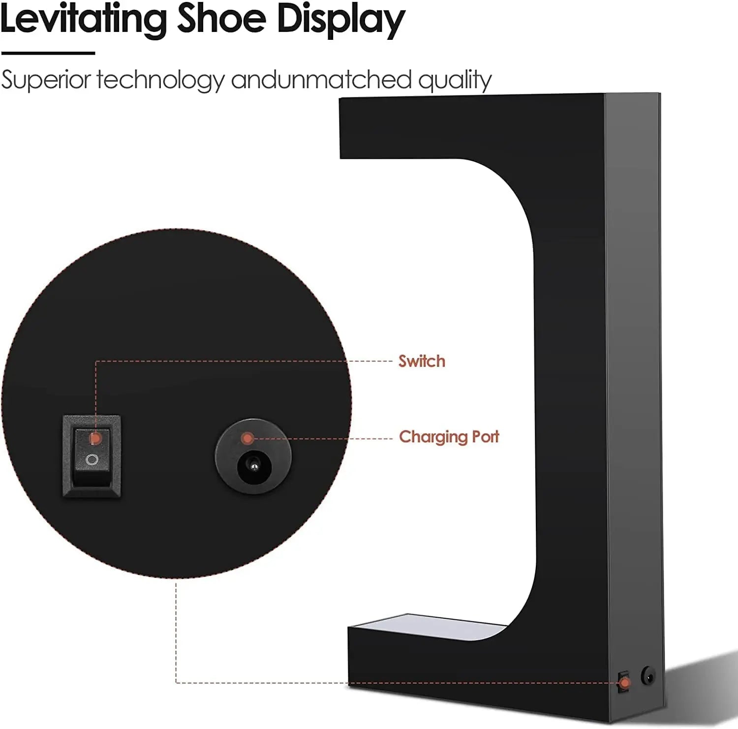 Magnetic Levitation Floating Shoe Display Stand, Swivel Sneaker Stand, LED Light Rotation, Advertising Store Collection Display