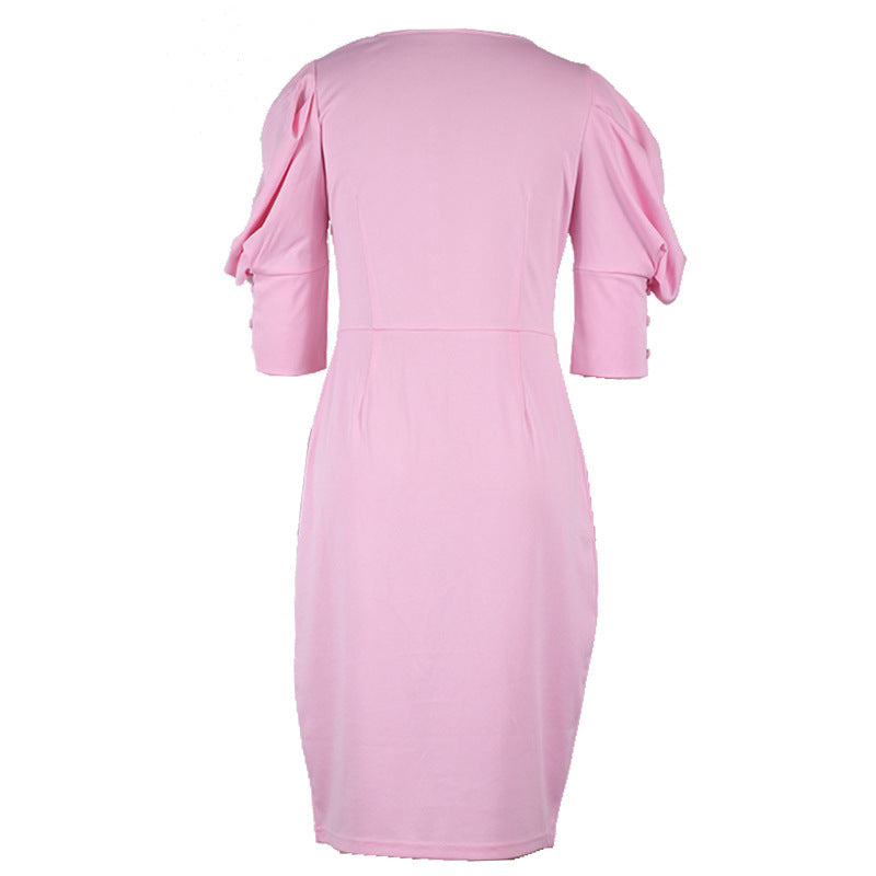 Woman Square-neck Bubble Sleeve Temperament Dress