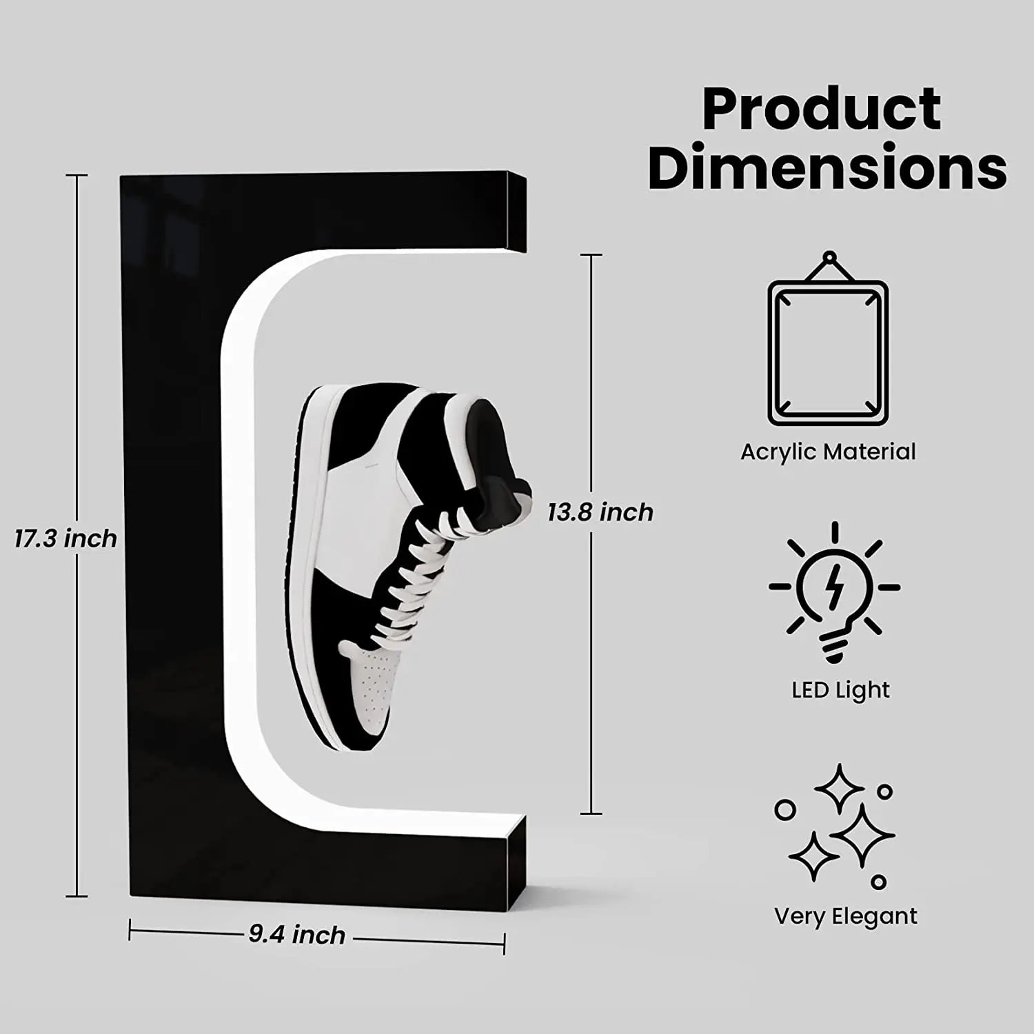 Magnetic Levitation Floating Shoe Display Stand, Swivel Sneaker Stand, LED Light Rotation, Advertising Store Collection Display