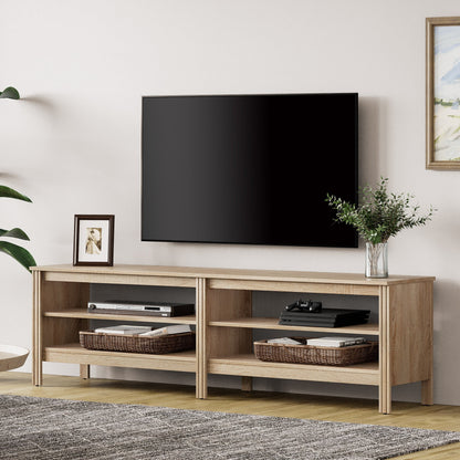 TV Stand for 75 Inch TV Stands, Media Console Entertainment Center Television Table with Open Shelves for Living Room, Oak 70 Inch