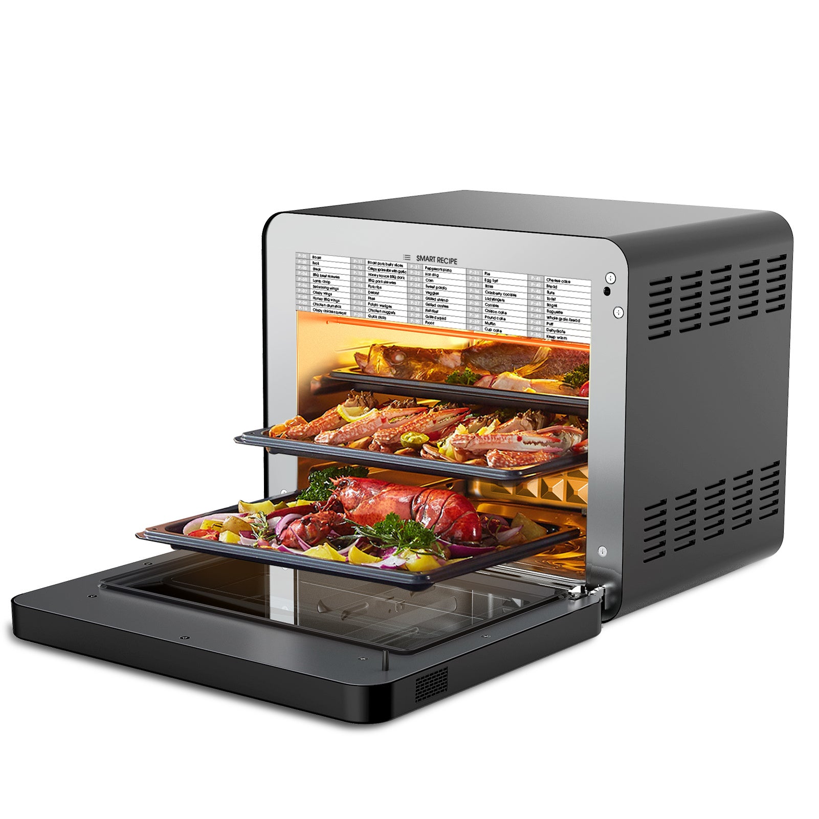 Geek Chef Steam Air Fryer Toast Oven Combo , 26 QT Steam Convection Oven Countertop , 50 Cooking Presets, With 6 Slice Toast, 12 In Pizza, Black Stainless Steel. Prohibited From Listing On Amazon