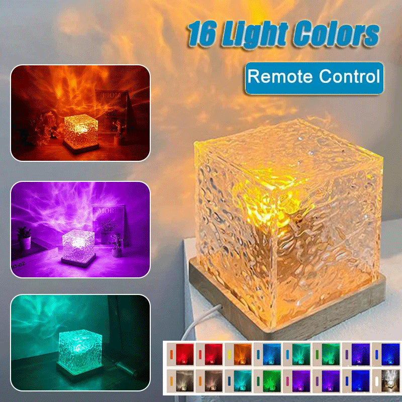 16 Colors LED Water Ripple Ambient Night Light USB Rotating Projection