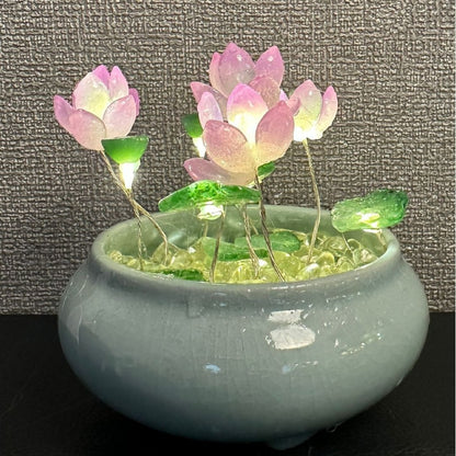 Glass Lotus Small Night Lamp Diy Lotus Ornaments