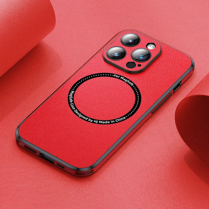 Magnetic Wireless Charging Leather Phone Case for  14 13 12 11 15 Pro Max with Magsafe Lens Protect Cellphone Cover Shell