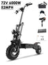 Electric Scooter Adults 52MPH Fast Speed, 72V 6000W Dual Motors, 11" Tubeless off Road Fat Tires, Oil Dual Suspension with Seat, All Terrain E Scooter for Adults