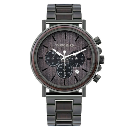 BOBO BIRD Wooden Men Watches Relogio Masculino Top Brand Luxury Stylish Chronograph Military Watch Personalized Gift for Man OEM