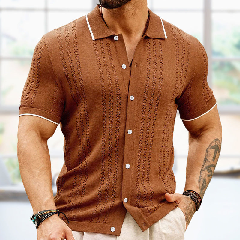 Short-sleeved Polo Shirt Summer Button Lapel Top Fashion Business Men&