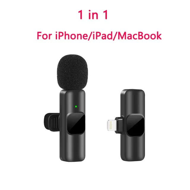 New Wireless Lavalier Microphone Portable Audio Video Recording Mini Mic for iPhone Android Live Broadcast Gaming Phone Mic