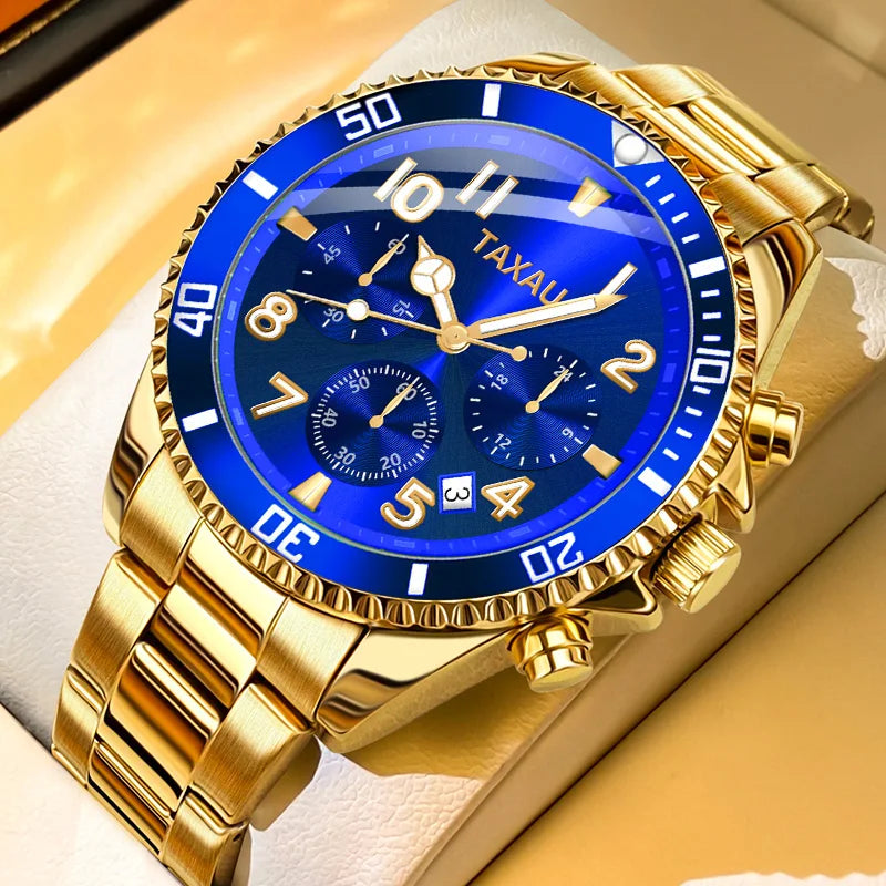 OLEVS Luxury Golden Watch for Men Fashion Waterproof Male Wristwatch Original Top Brand Moon Phase Quartz Men&