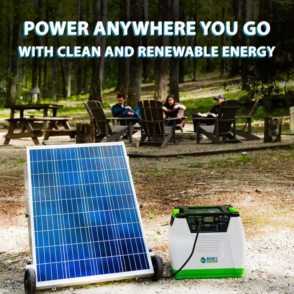 1800-Watt/2880W Peak Push Button Start Solar Powered Portable Generator with One 100W Solar Panel