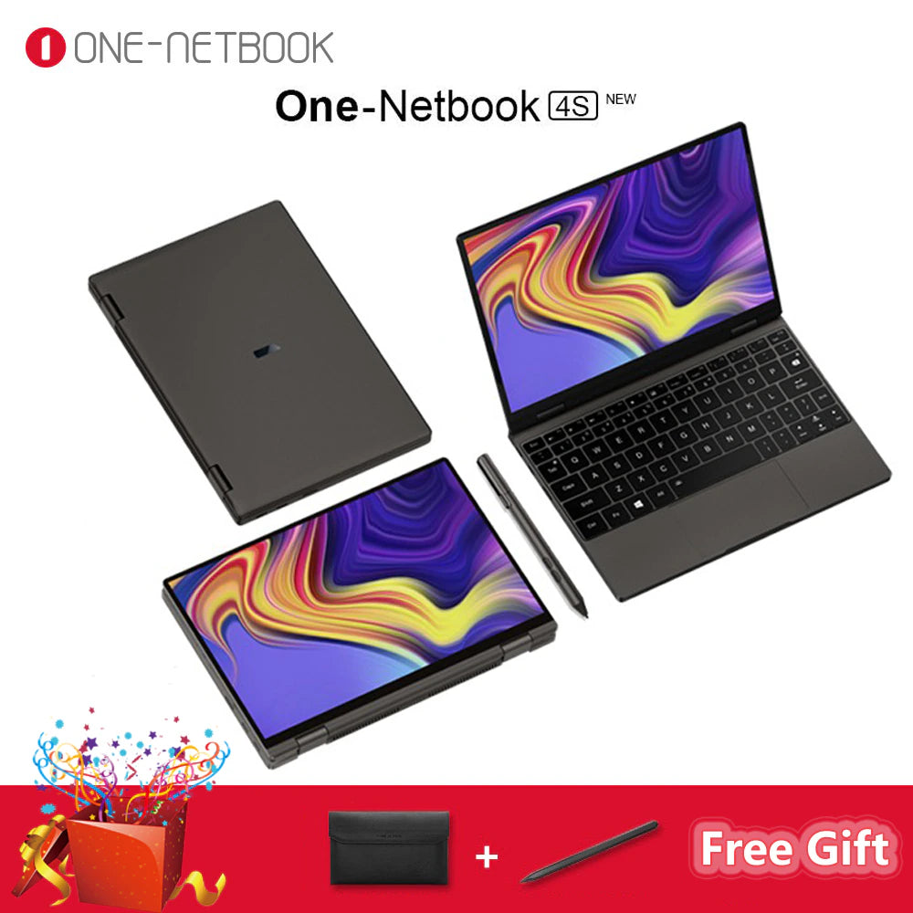 One Netbook 4S 10.1&quot; 2.5K IPS Laptop Handheld Mini PC Intel Core I3-1110G4 16G 2T SSD Win11 Tablet PC Touch Screen Notebook