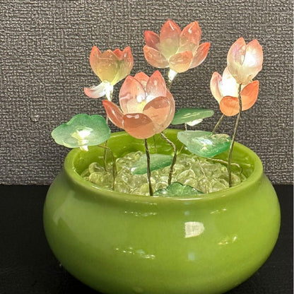 Glass Lotus Small Night Lamp Diy Lotus Ornaments