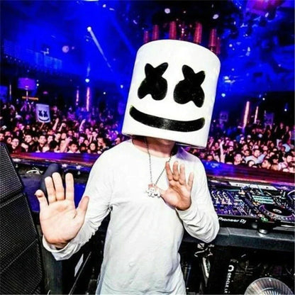 DJ Luminous Head Mask Lifelike Marshmello Mask Breathable Helmet Mask Durable Carnival Festival Halloween Party Props Cosplay