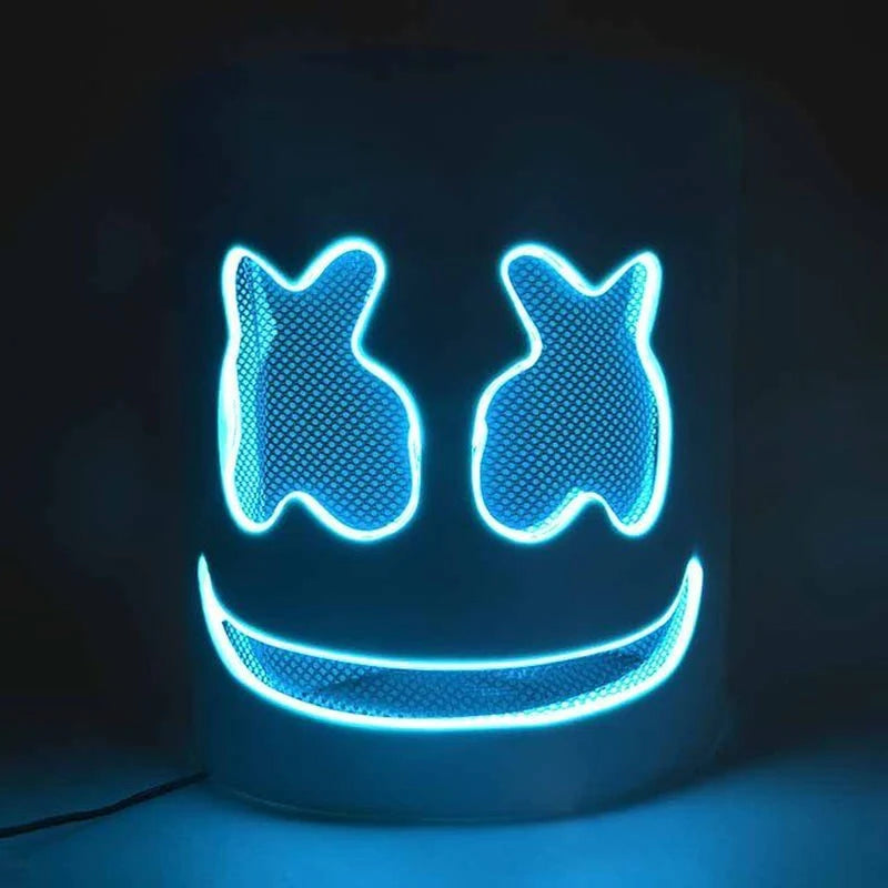 DJ Luminous Head Mask Lifelike Marshmello Mask Breathable Helmet Mask Durable Carnival Festival Halloween Party Props Cosplay