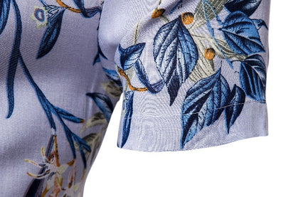 Hawaiian Beautiful Flower Style Characteristic Silk Cotton Short Sleeve Lapel Shirt