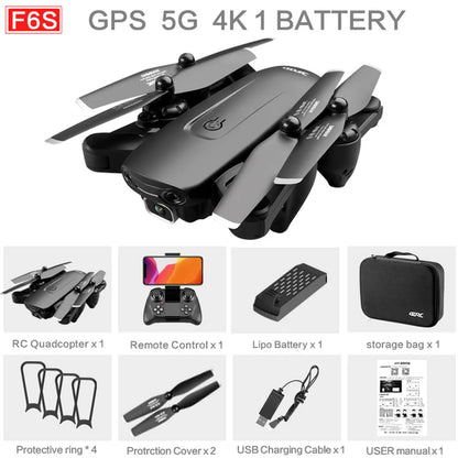 F6 GPS Drone 4K Camera HD FPV Drones with Follow Me Wifi Optical Flow Foldable RC Quadcopter Professional Dron Toys