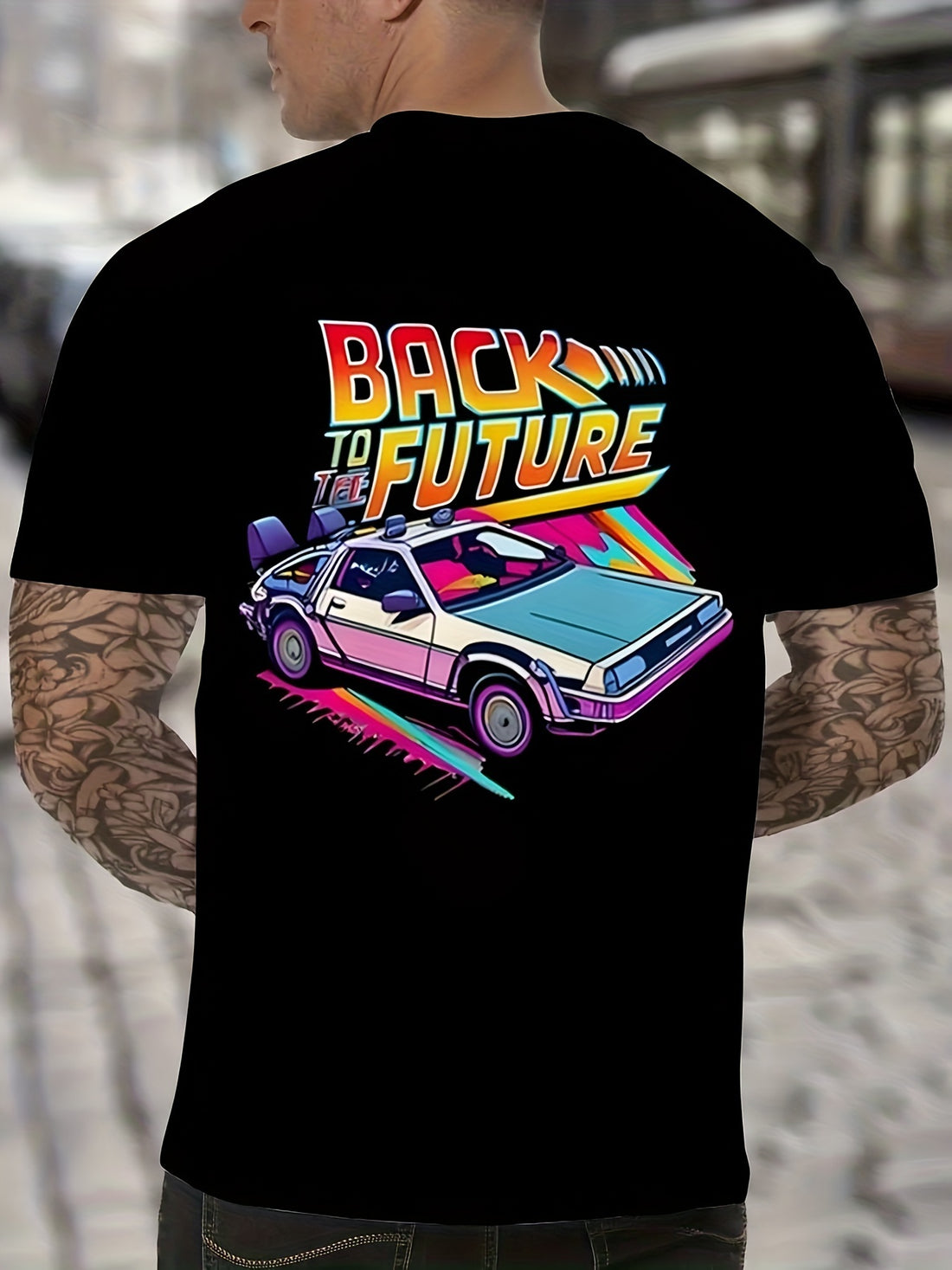 BACK FUTURE And Vintage Car Pattern Printed Men&