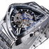 DUNCOUGAR Triangle Skeleton Black Automatic Watch Stainless Steel Men Business Sport Irregular Mechanical Wristwatch