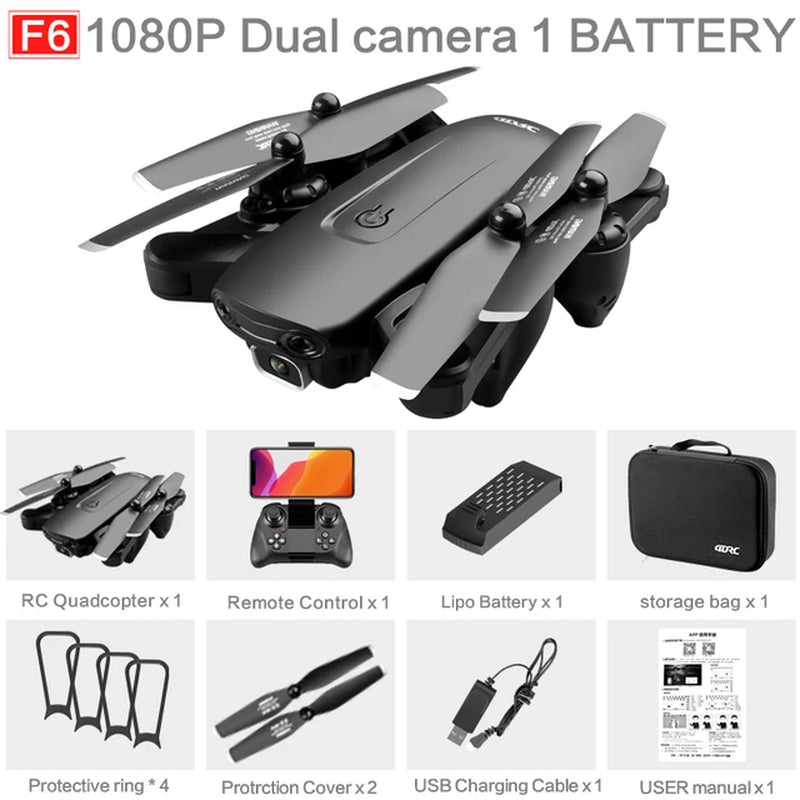 F6 GPS Drone 4K Camera HD FPV Drones with Follow Me Wifi Optical Flow Foldable RC Quadcopter Professional Dron Toys