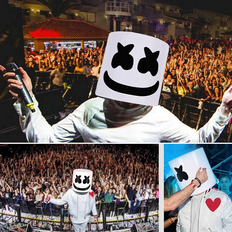 DJ Luminous Head Mask Lifelike Marshmello Mask Breathable Helmet Mask Durable Carnival Festival Halloween Party Props Cosplay